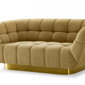 Divani Casa Granby - Glam Mustard and Gold Fabric Loveseat
