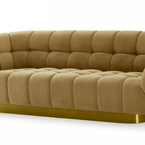 Divani Casa Granby - Glam Mustard and Gold Fabric Sofa