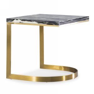 Modrest Greely - Glam Black and Gold Marble End Table
