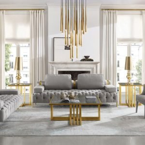 Modrest Kodiak - Glam Clear Glass and Gold Glass Coffee Table
