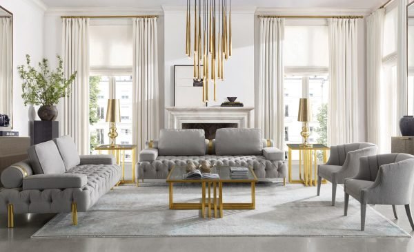 Modrest Kodiak - Glam Clear Glass and Gold Glass Coffee Table