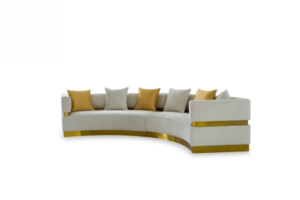 Divani Casa Kiva - Glam Beige + Gold Fabric Curved Sectional Sofa - Image 3