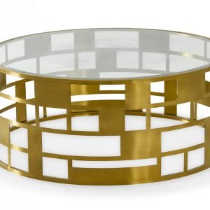 Modrest Kudo - Glam Clear Glass and Gold Glass Coffee Table