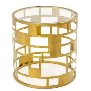 Modrest Kudo - Glam Clear Glass and Gold Glass End Table
