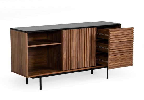 Modrest Maggie - Modern Walnut and Grey Buffet - Image 3