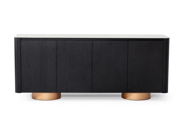 Modrest Peak - Modern White Ceramic/Black Oak/Rosegold Buffet - Image 3