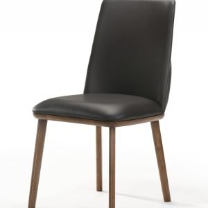 Modrest Utah - Modern Walnut and Brown Eco-Leather Dining Chair- Set of 2