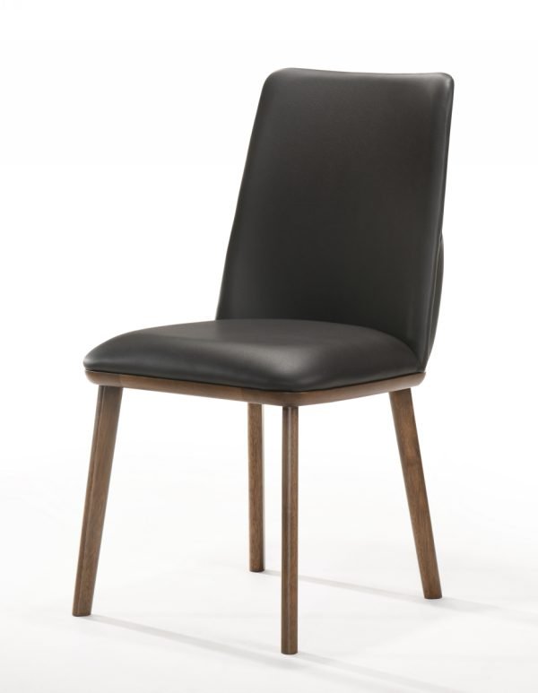 Modrest Utah - Modern Walnut and Brown Eco-Leather Dining Chair- Set of 2