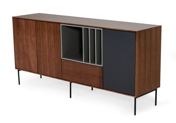 Modrest Ackley - Modern Walnut, Grey and Charcoal Buffet
