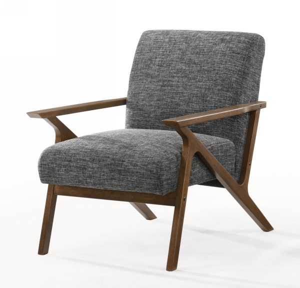 Modrest Candea - Mid-Century Walnut and Grey Accent Chair