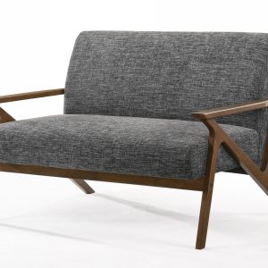 Modrest Candea - Mid-Century Walnut and Grey Compact Loveseat