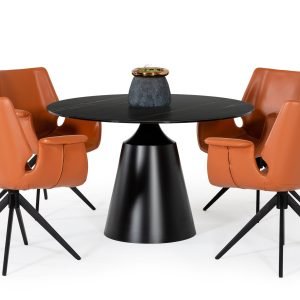 Modrest Edith - Modern Round Black Ceramic Dining Table