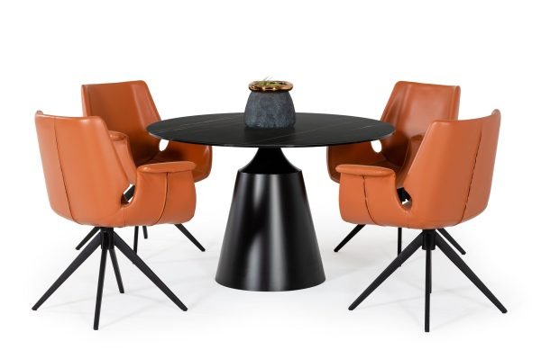 Modrest Edith - Modern Round Black Ceramic Dining Table