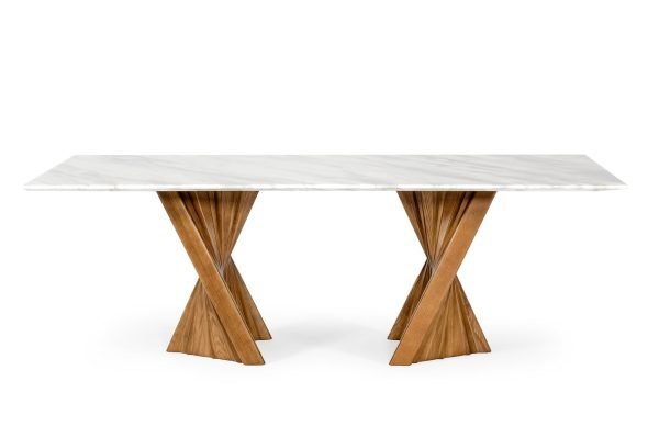Modrest Cadence - Modern Walnut & Marble Dining Table