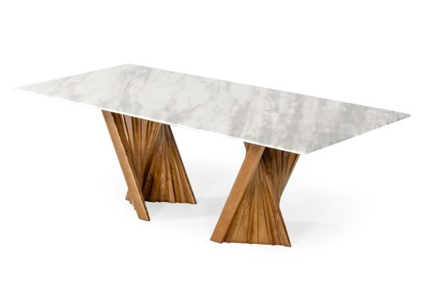 Modrest Cadence - Modern Walnut & Marble Dining Table - Image 2