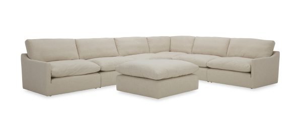 Divani Casa Fedora - Modern White Fabric Sectional Sofa + Ottoman