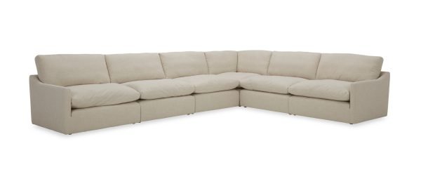 Divani Casa Fedora - Modern White Fabric Sectional Sofa + Ottoman - Image 2