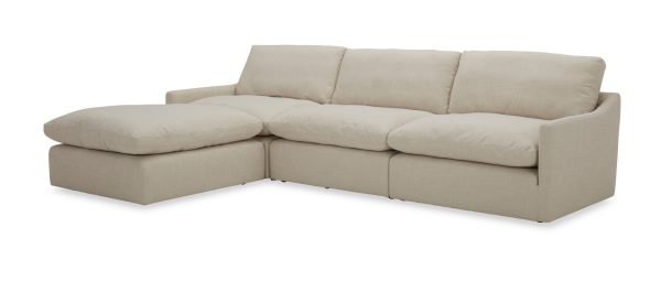 Divani Casa Fedora - Modern White Fabric Sectional Sofa + Ottoman - Image 4