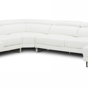 Divani Casa Hawkey - Contemporary White Full Leather U Shaped Sectional Sofa