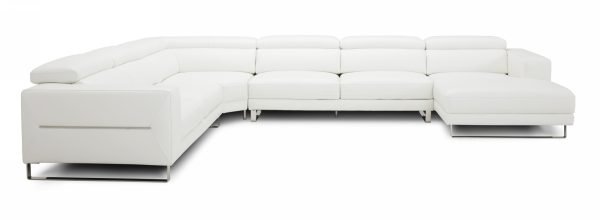 Divani Casa Hawkey - Contemporary White Full Leather U Shaped Sectional Sofa - Image 2