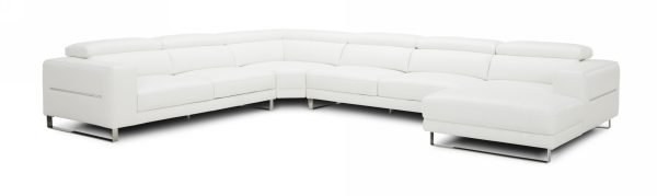 Divani Casa Hawkey - Contemporary White Full Leather U Shaped Sectional Sofa - Image 3