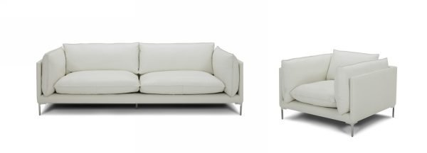 Divani Casa Harvest - Modern White Full Leather Sofa Set - Image 2