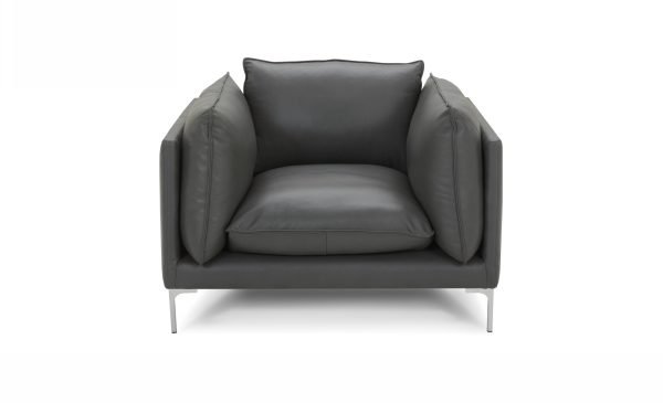 Divani Casa Harvest - Modern Grey Full Leather Sofa Set - Image 4