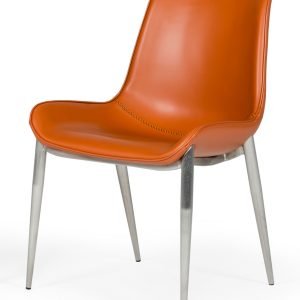 Modrest Holt - Modern Cognac Eco-Leather Dining Chair  (Set of 2)