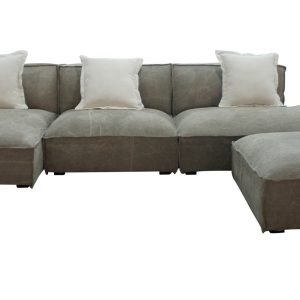 Divani Casa Dania - Modern Beige Fabric Sectional Sofa + Ottoman