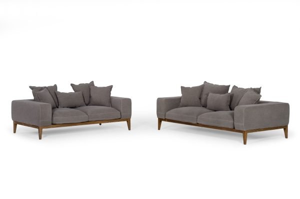 Divani Casa Corina - Modern Grey Linen Loveseat - Image 3