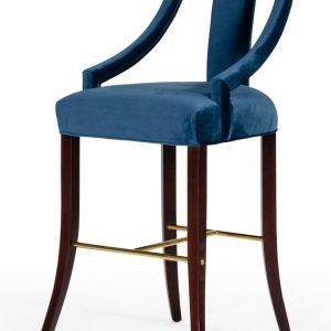 Modrest Kimball - Glam Blue Velvet Bar Stool