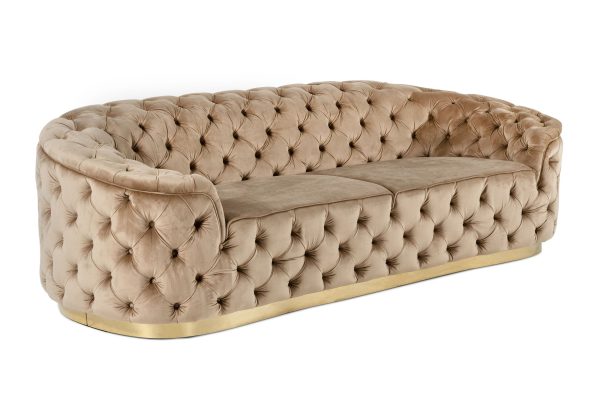 Divani Casa Murdoch - Glam Beige and Gold Fabric Sofa - Image 2