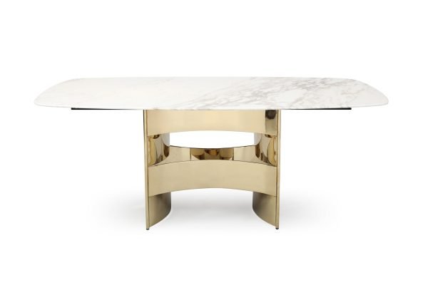 Modrest Marmot - White Marble and Champagne Gold Dining Table - Image 2