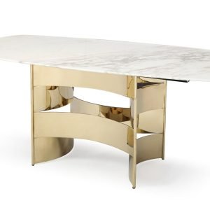 Modrest Marmot - White Marble and Champagne Gold Dining Table