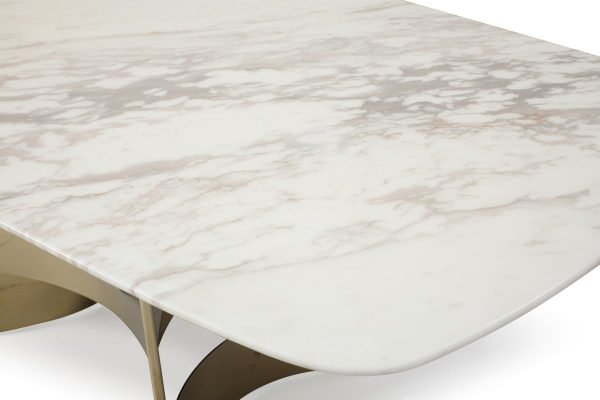 Modrest Marmot - White Marble and Champagne Gold Dining Table - Image 3