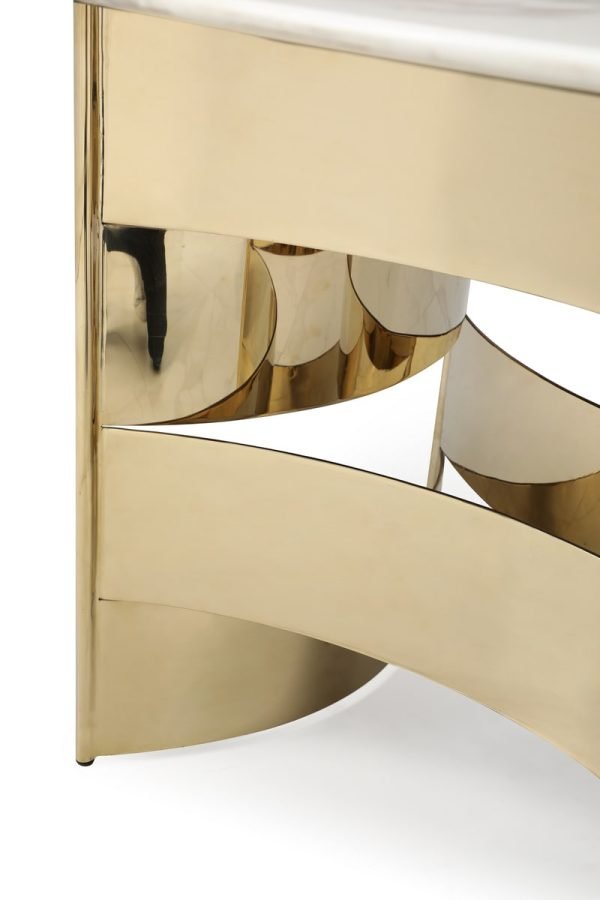 Modrest Marmot - White Marble and Champagne Gold Dining Table - Image 4