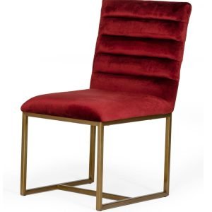 Modrest Barker - Modern Red & Brush Gold Dining Chair (set of 2)