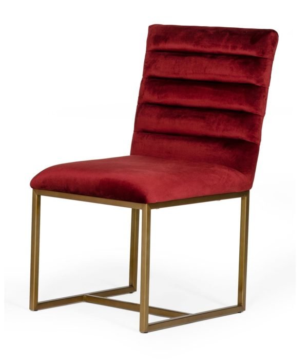 Modrest Barker - Modern Red & Brush Gold Dining Chair (set of 2)