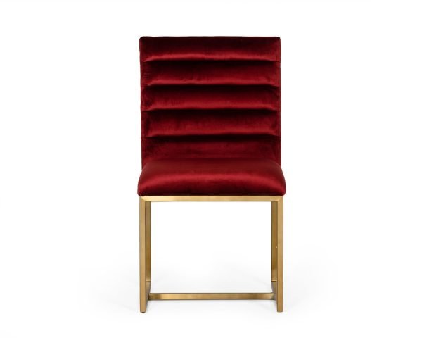 Modrest Barker - Modern Red & Brush Gold Dining Chair (set of 2) - Image 3