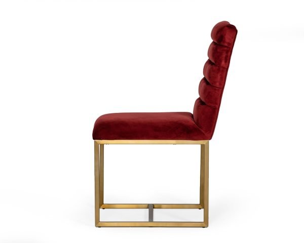 Modrest Barker - Modern Red & Brush Gold Dining Chair (set of 2) - Image 4