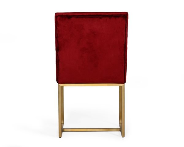 Modrest Barker - Modern Red & Brush Gold Dining Chair (set of 2) - Image 5
