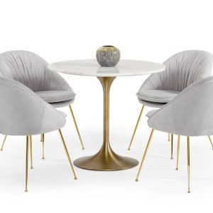 Modrest Collins - Glam White Marble & Gold Dining Table