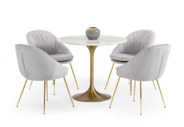 Modrest Collins - Glam White Marble & Gold Dining Table