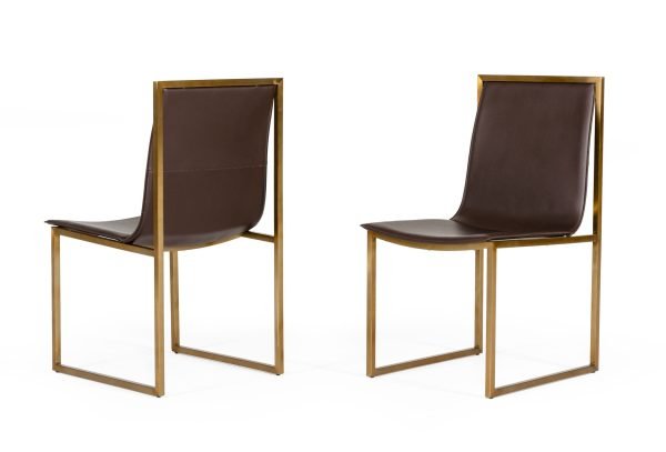 Modrest Dalton - Modern Brown Leatherette Dining Chair (Set of 2) - Image 2