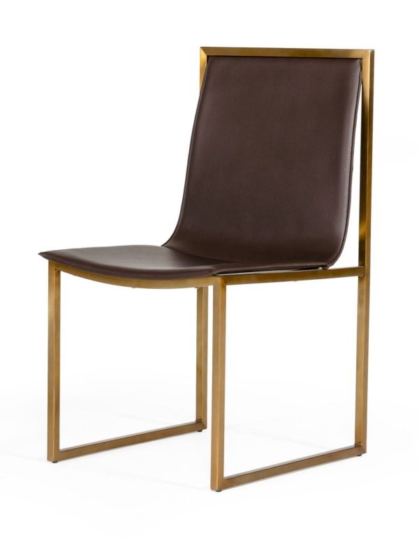 Modrest Dalton - Modern Brown Leatherette Dining Chair (Set of 2)