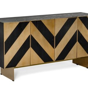 Modrest Perret - Glam Black Ash & Brushed Brass Modern Buffet