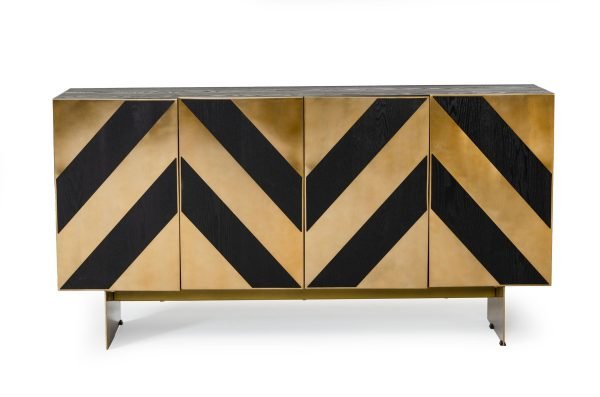 Modrest Perret - Glam Black Ash & Brushed Brass Modern Buffet - Image 2