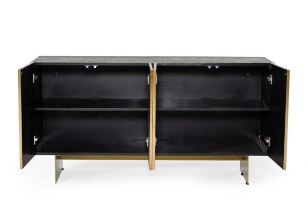 Modrest Perret - Glam Black Ash & Brushed Brass Modern Buffet - Image 3