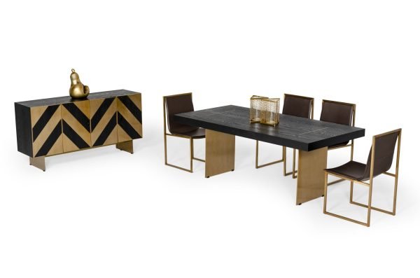 Modrest Perret - Glam Black Ash & Brushed Brass Modern Buffet - Image 5