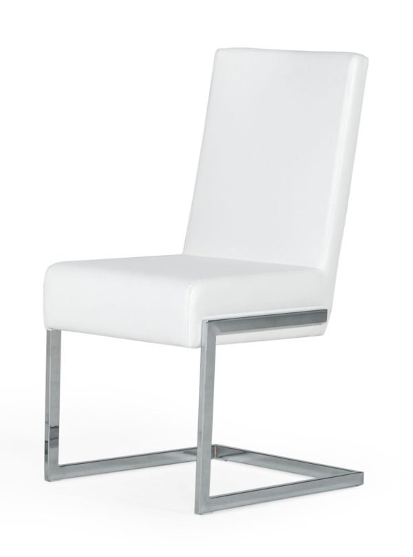 Modrest Batavia - Modern White & Stainless Steel Dining Chair (Set of 2) - Image 2